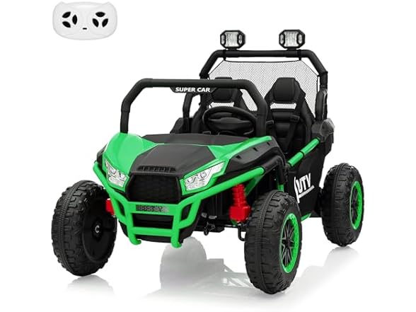 24V 2 Seater Ride On Car, XXXL Off-Road Utv for Kids Green