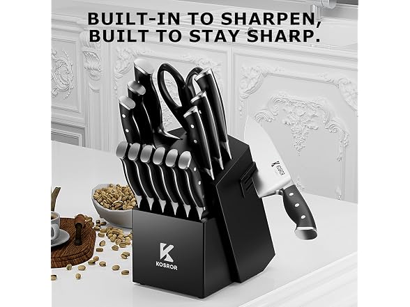 KOSROR Kitchen Knife Set with Block