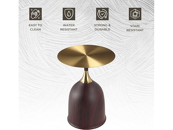 LeisureMod Oslo Round End Table Wood Brown