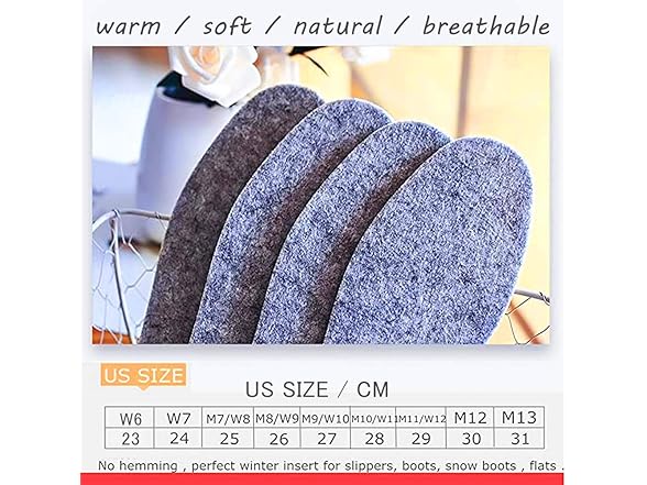 Wool Felt Warm Shoe Insoles
