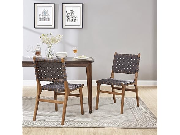 Ball & Cast Dark Grey Faux Leather Woven Chair