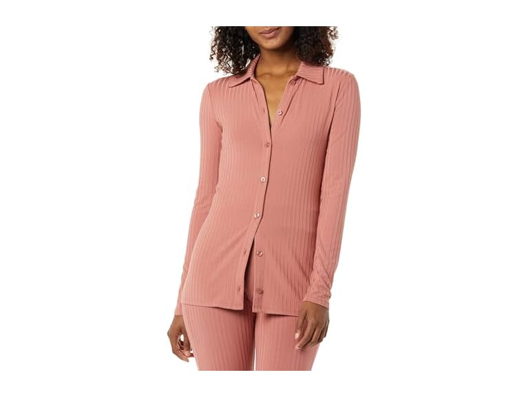 Amazon Essentials Womens Wide Rib LS Button - Gallery 8
