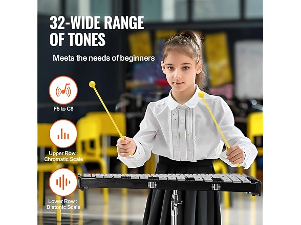 VEVOR 32 Note Glockenspiel Xylophone Bell Kit