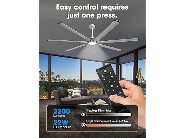 Parrot Uncle F8002SY 100" Large Ceiling Fan w/ Light