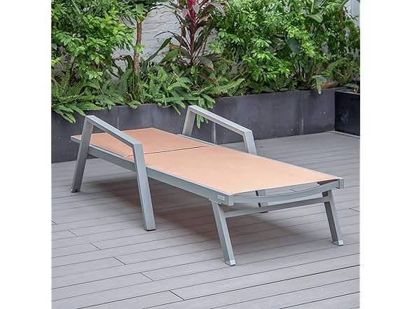 LeisureMod MLAGR-77LBR Marlin Chaise Lounge Light Brown