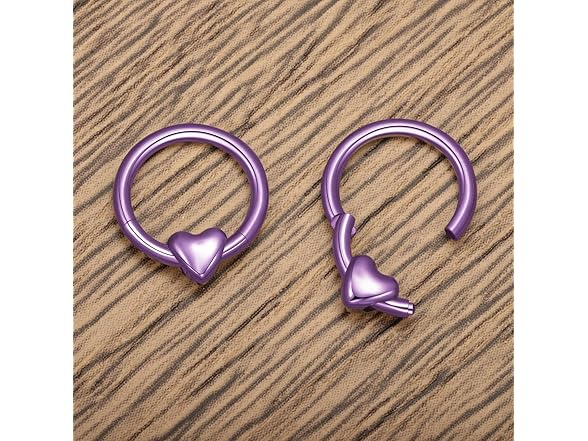 G23 Titanium Heart Nose Ring Dark Purple
