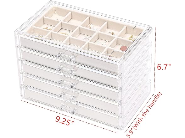 Cq acrylic Jewelry Organizer w/5 Drawers