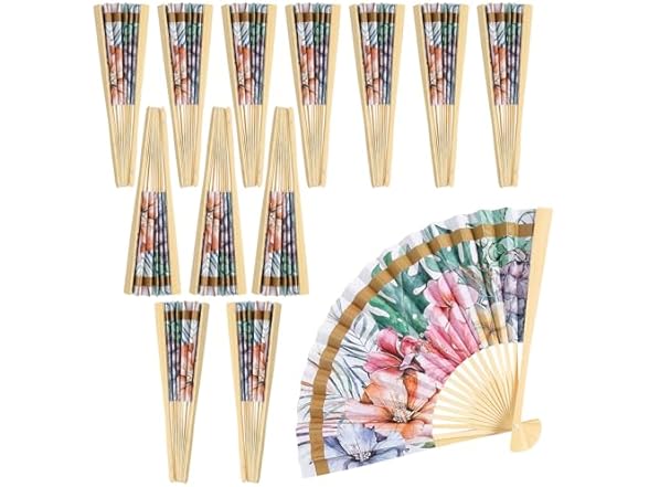 Fun Express Elevated Luau Folding Hand Fans - 12 Piece