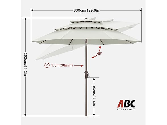 ABCCANOPY 11Ft 3 Tiers Market Umbrella