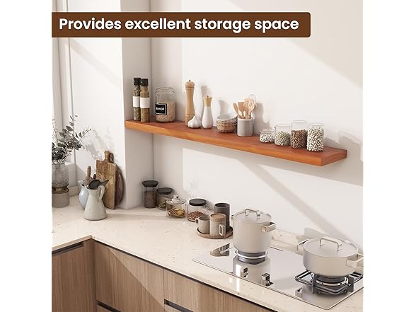 Honey Oak Wood Floating Shelf