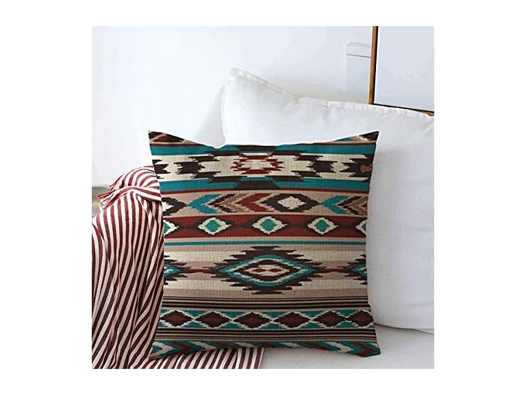 Bosteemo Throw Pillow Covers Swatch Green Navajo
