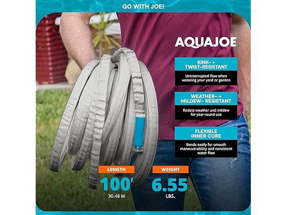 Aqua Joe AJFJH25-58-PRX - 25 Ft Garden Hose