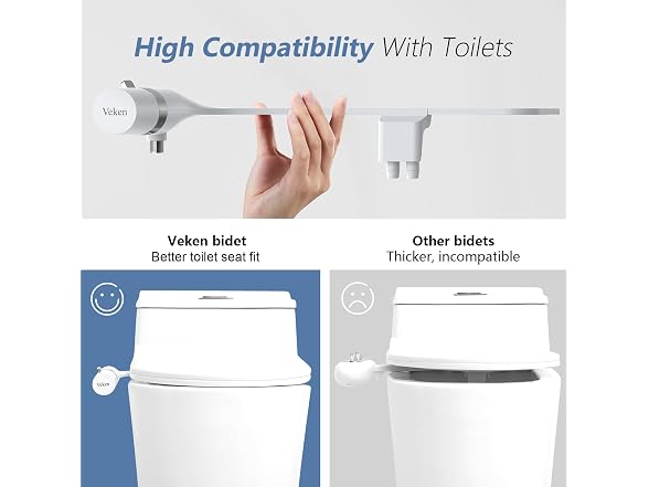 Veken Ultra-Slim Bidet, Non-Electric Dual Nozzle