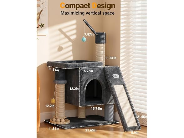 PetDance Eco-Wood Cat Tree Tower - Gallery 7