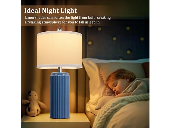 TOBUSA 23.5" Blue Ceramic Table Lamps Set of 2