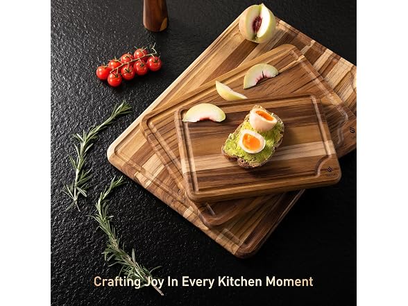 Socisen 3-Pack Teak Wood Cutting Boards