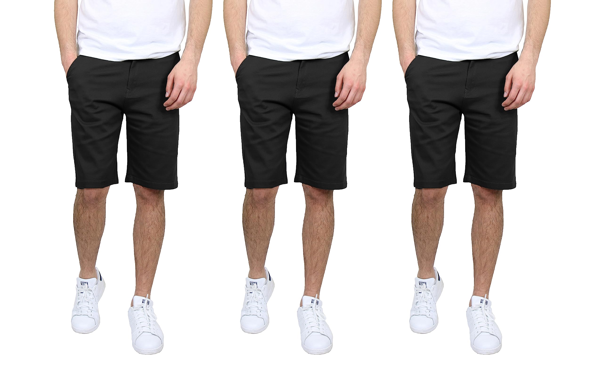 3PK Mens Flex Stretch Chino Shorts - Gallery 12