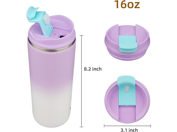Konokyo 16oz Travel Coffee Mug PurpleWhite