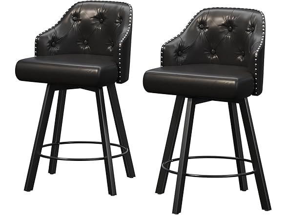 Tatub 26" Swivel Leather Bar Stools Set