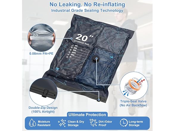 Vacuum Seal Travel Bags w/ Pump 12-Pack