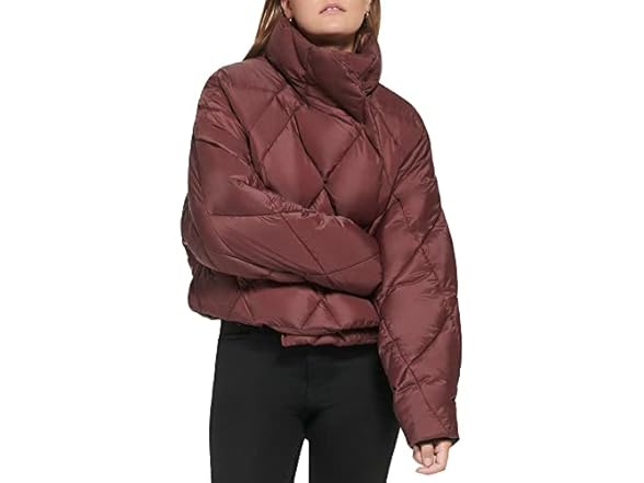 Calvin Klein Womens Zip Front Asymmetric Light Puff Jacket (M)