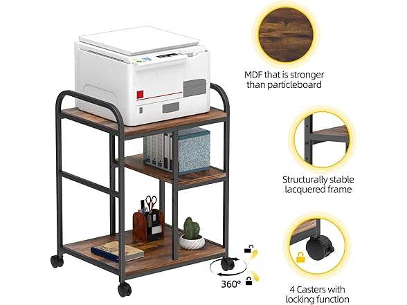 KDSOM Printer Stand with Adjustable Shelves
