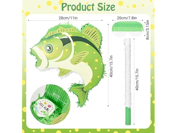 Bafei 15.7"L x 15.7"W Fish Pinata 