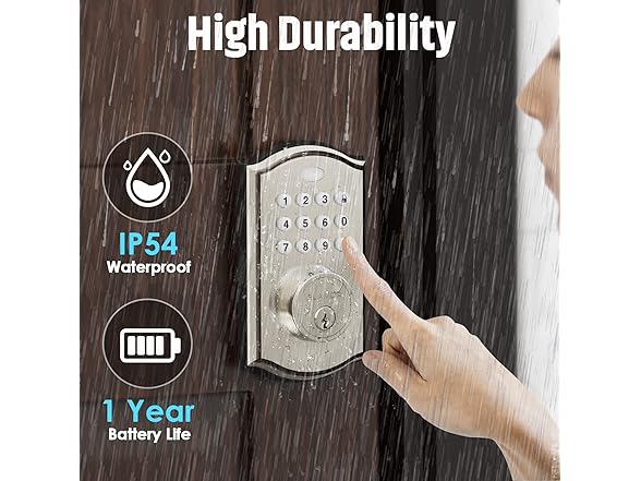 ELAMOR M19 Smart Keypad Deadbolt Lock Sanded Nickel