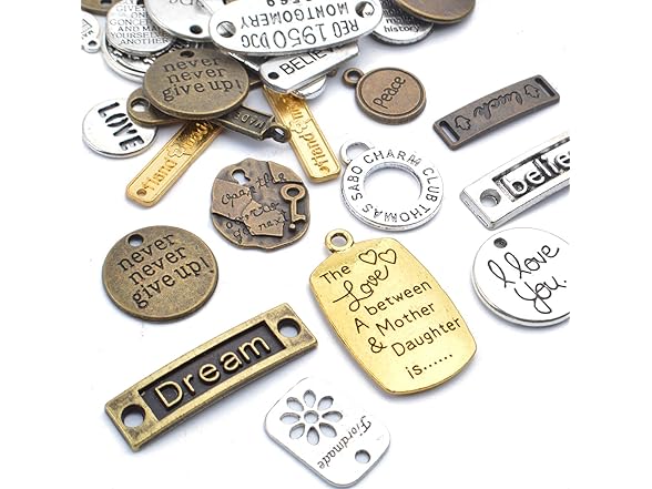 Aylifu 100g Mixed Inspiration Words Alloy Charms