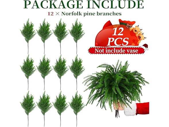 TISEMENT 12 Pcs Real Touch Norfolk Pine Branches