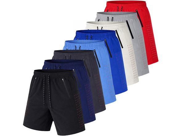 5Pk Mens Training Shorts w/ Dotted Trim