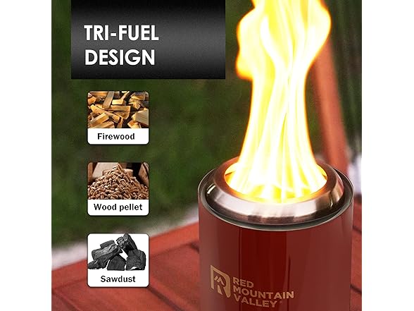 Red Mountain Valley Smokeless Tabletop Fire Pit, Red