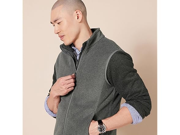 AE Mens FullZip Polar Fleece Insulated Vest