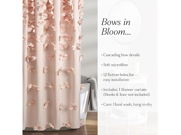Lush Decor Riley Shower Curtain, 72" W x 72" L Blush