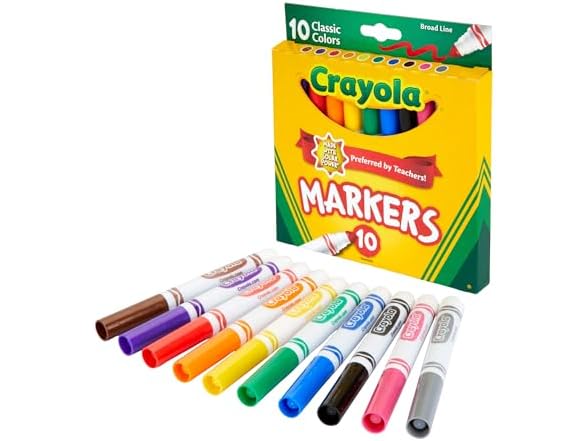 Crayola Broad Line Markers, Classic Colors 10 Count