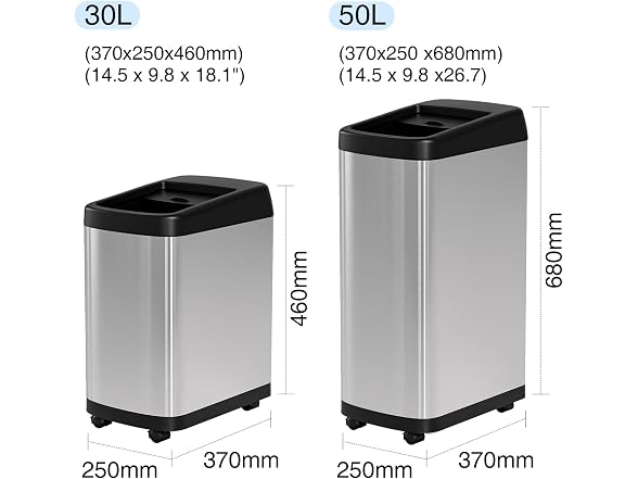 ELLO&ALLO 13 Gallon Kitchen Trash Can with Roll Up Lid
