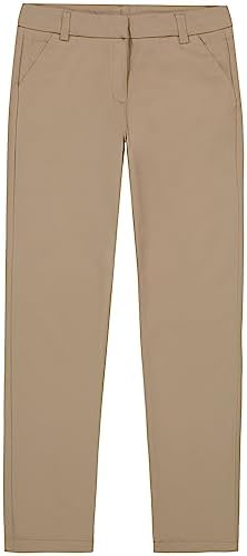 IZOD Girls' School Uniform Twill Skinny Pants, Made with Stretch Performance Material, Wrinkle & Fade Resistant, Khaki, 16,m IUFBC15S-262