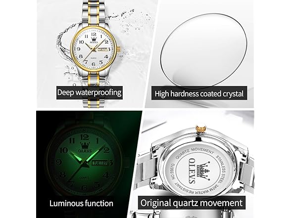 OLEVS Women’s Day Date Steel Watch- Silver