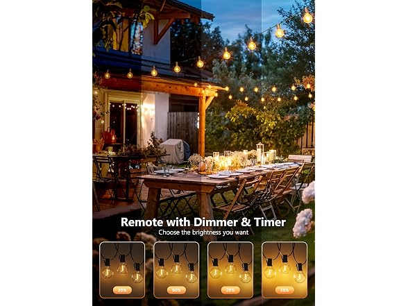 Brightown 37Ft Outdoor String Lights with Remote