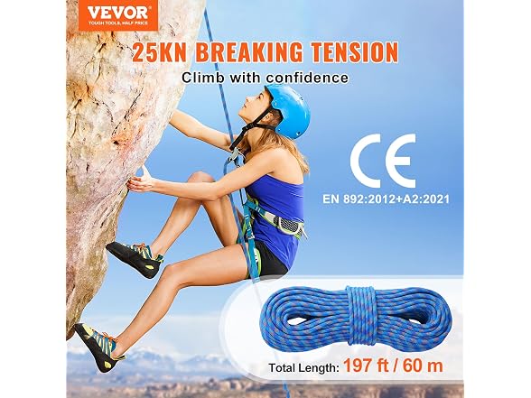 VEVOR 10.2mm Dynamic Climbing Rope
