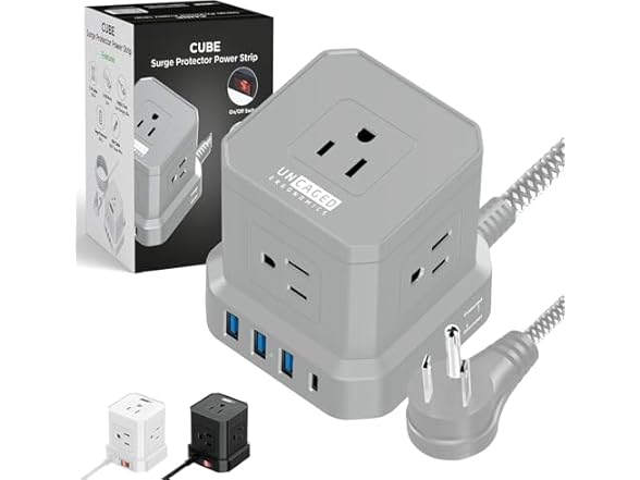 10ft Cube Power Strip with USB Gray