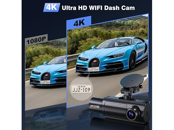 4K+1080P+1080P 5.8GHz WiFi Dash Cam
