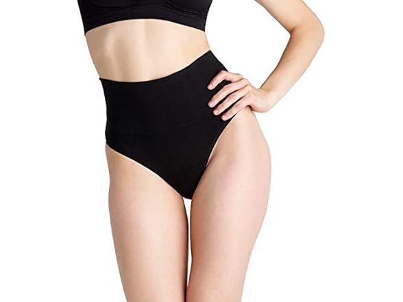 ESSENTIALS BY TUMMY TANK Women's Black Shaping Thong (L-XL)