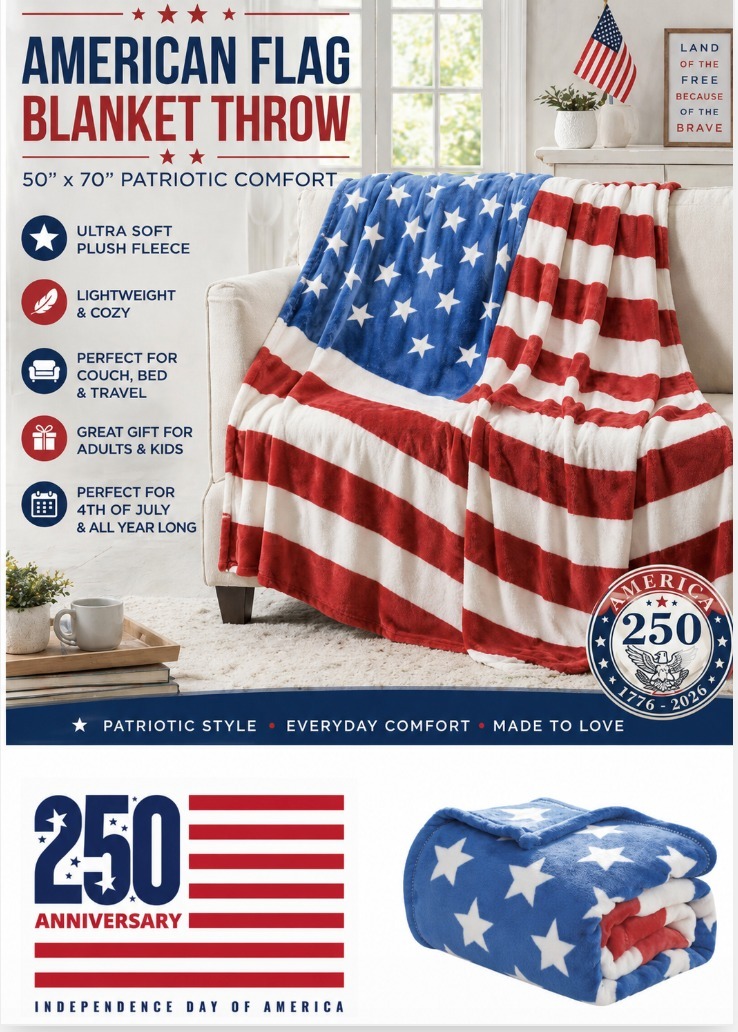 2PK Micro-Plush Throw 50x70" American Flag - Gallery 6