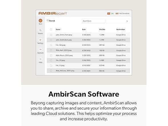 Ambir nScan 690gt-AS High-Speed Vertical Card Scanner for Windows PC and MAC (Open Box)