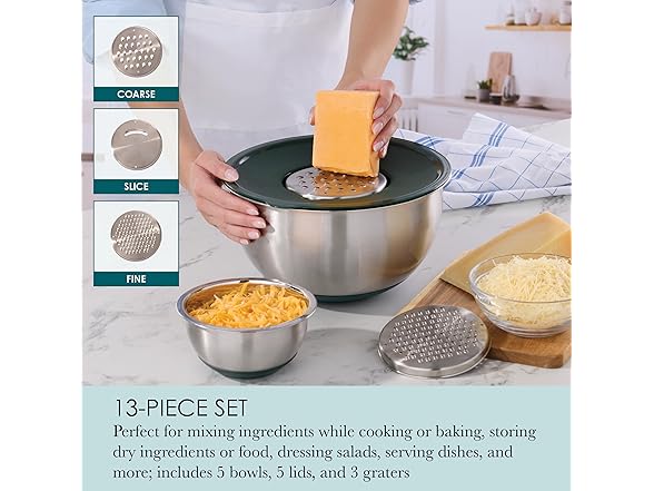 Chicago Metallic Stainless Steel Mixing Bowls with Grater Lids