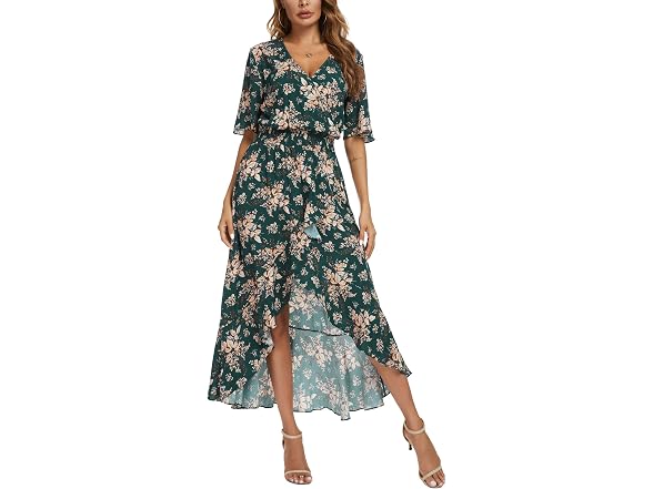 Kormei Women (M) Short Sleeve V Neck High Dress