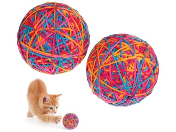 balacoo 2-Pack Large Wool Yarn Cat Balls 3.54
