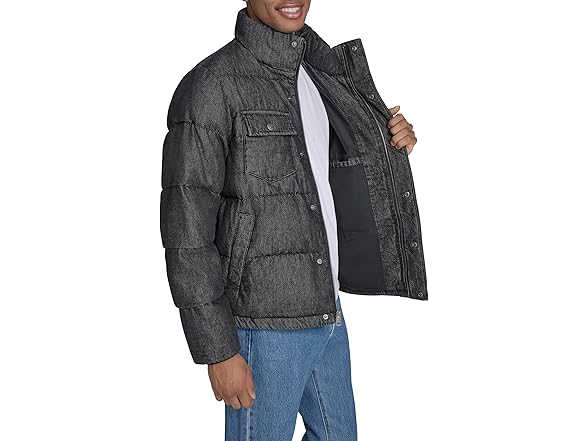 Levis Mens Mixed Media Quilted Puffer Jacket (L)
