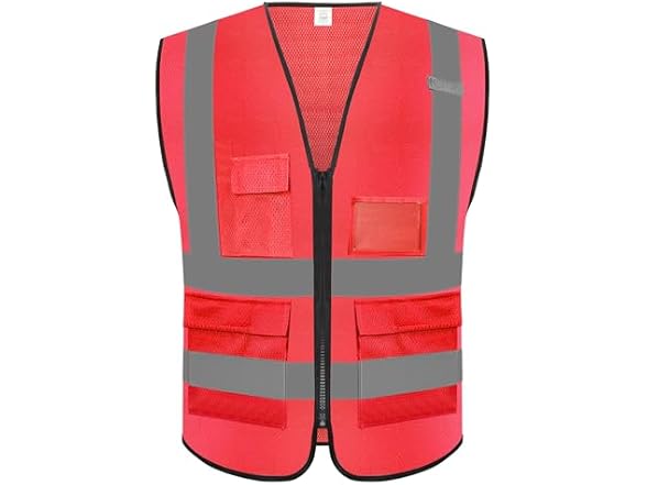 Reflective Safety Vest 5 Pockets Zip